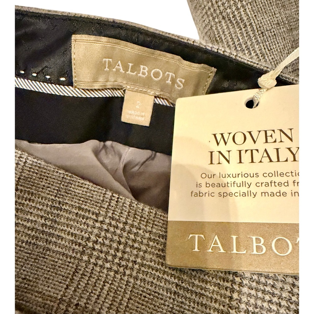 Talbots Italian Wool Plaid Trouser Pants Size 2 Gray Career Wide Leg - Picture 6 of 8